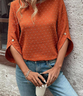 Women's Polka Dot Cutout Textured Mid Sleeve